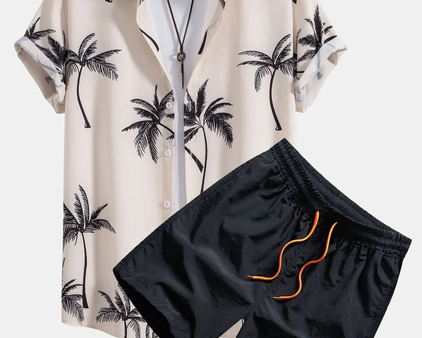 NEWYORKLISTED ATLAS MEN'S COLLECTION: Palm Tree Print Short Sleeve Shirt & Shorts Set – Men's Plus Size | Lightweight Two-Piece Outfit