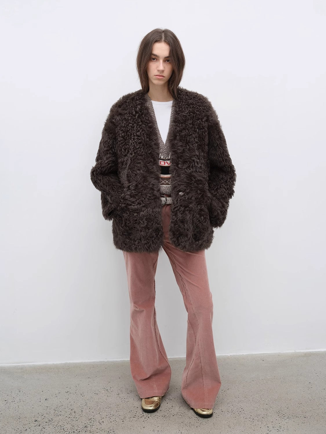 Castle Dusk Fashionable Casual V-Neck Italian Tuscan Sheepskin Coat - NEWYORKLISTED