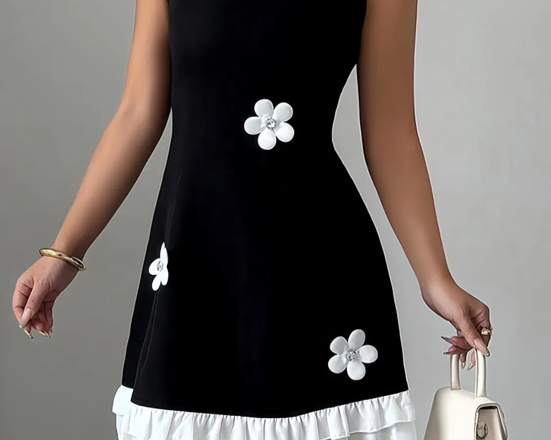 NEWYORKLISTED Flower Round Neck Sleeveless Dress