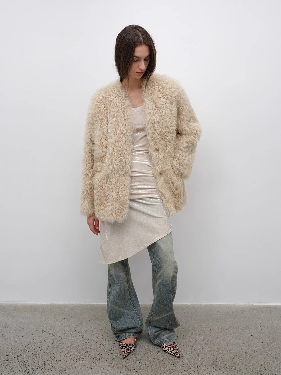 Castle Dusk Fashionable Casual V-Neck Italian Tuscan Sheepskin Coat - NEWYORKLISTED