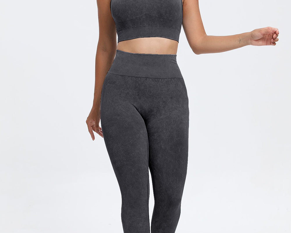 NEWYORKLISTED STYLE COLLECTION: 3 Piece Washed Square Neck Wide Strap Active Set - NEWYORKLISTED