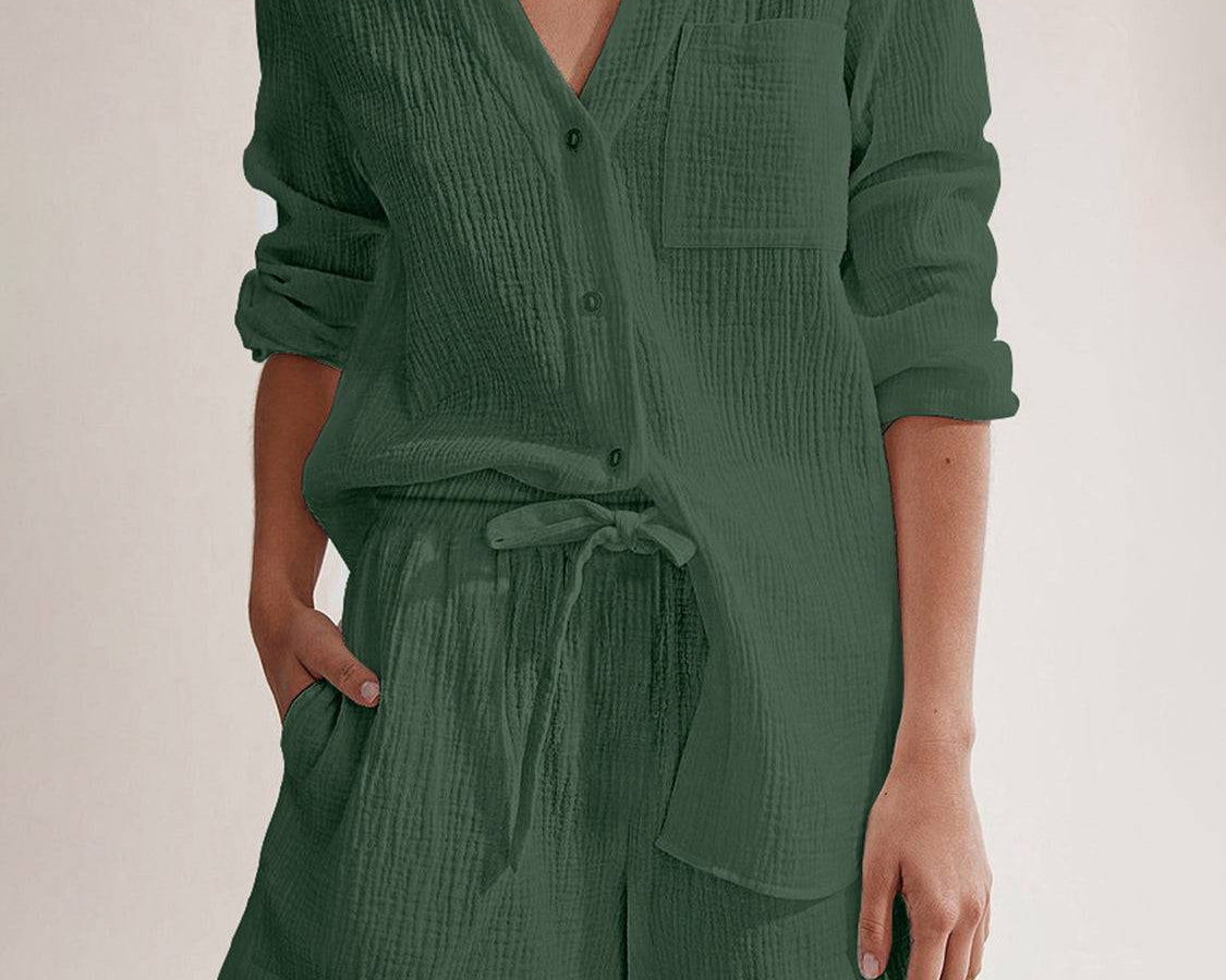 NYLD: Notched Long Sleeve Top and Shorts Set - NEWYORKLISTED