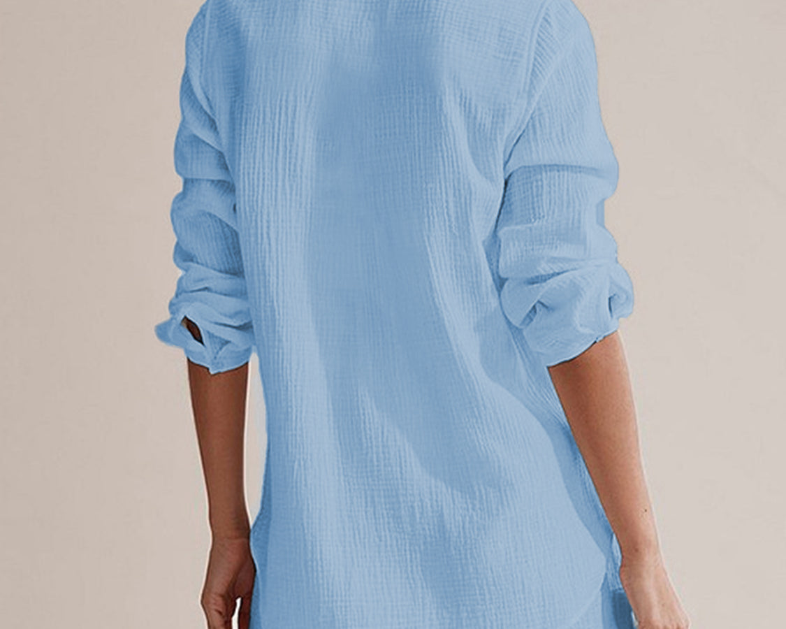 NYLD: Notched Long Sleeve Top and Shorts Set - NEWYORKLISTED