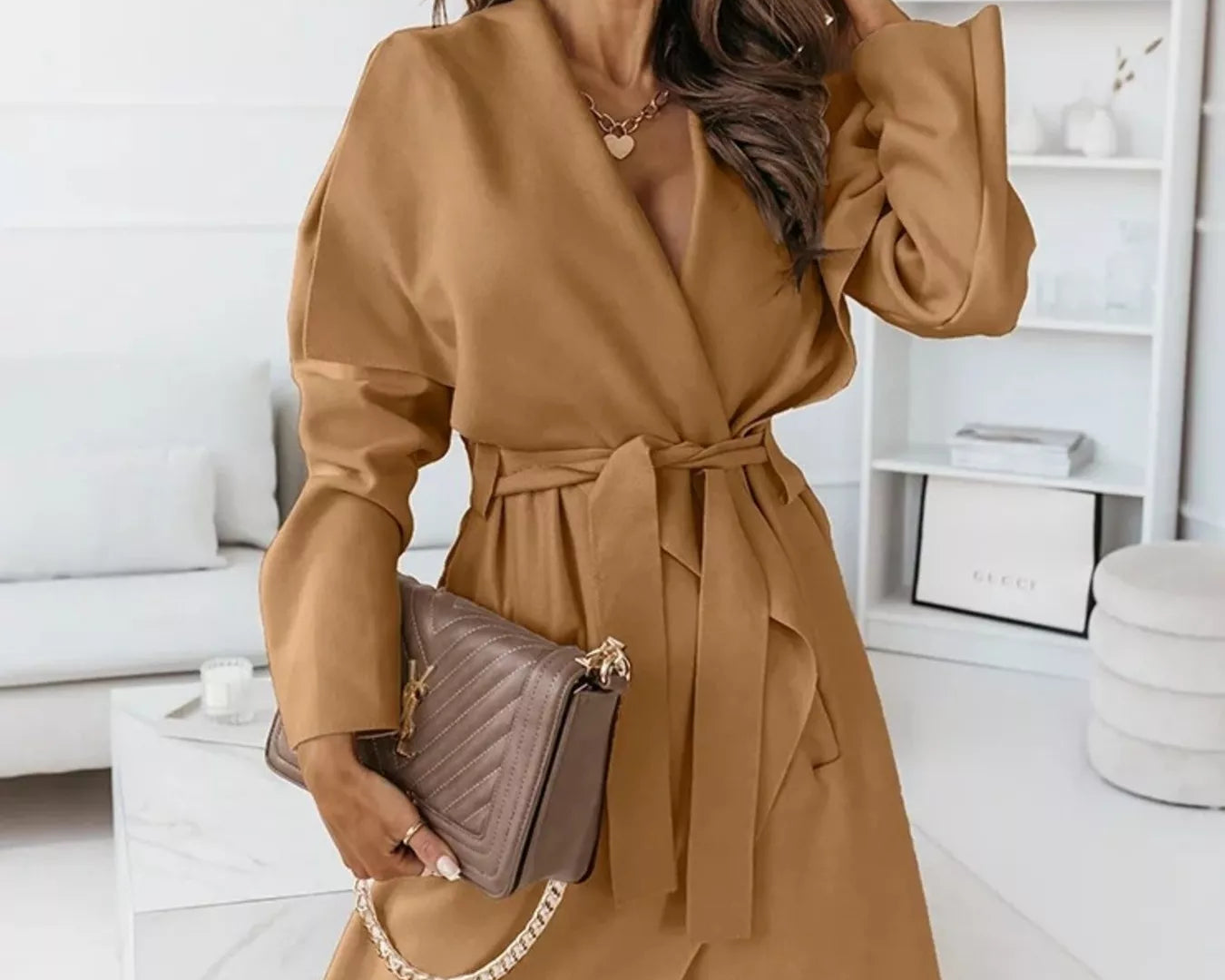 NEWYORKLISTED STYLE COLLECTION: Tie-Waist Long Sleeve Outerwear Coat — Elegant Belted Layering Jacket