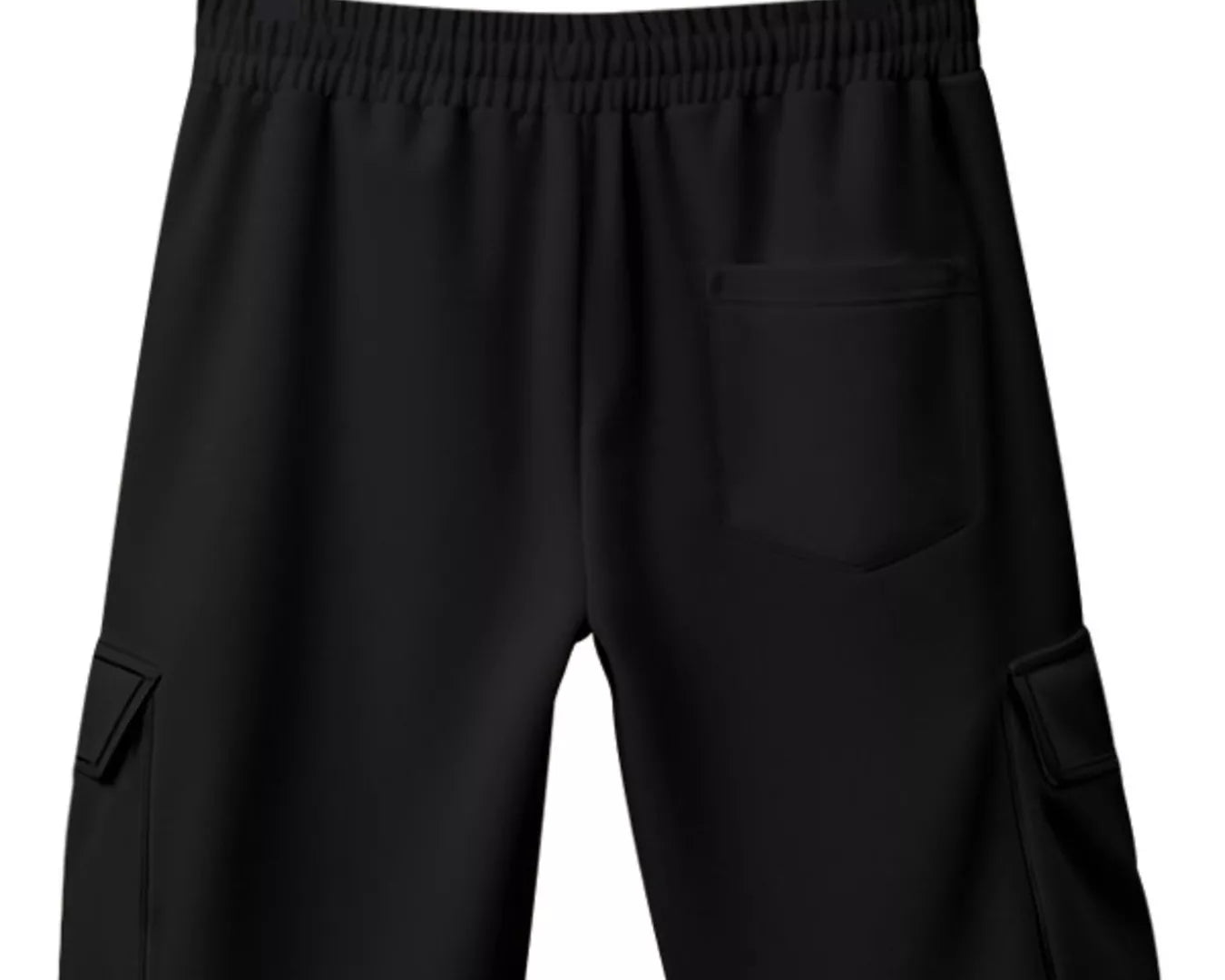 NEWYORKLISTED ATLAS MEN'S COLLECTION: Black shorts on a hanger against a white background