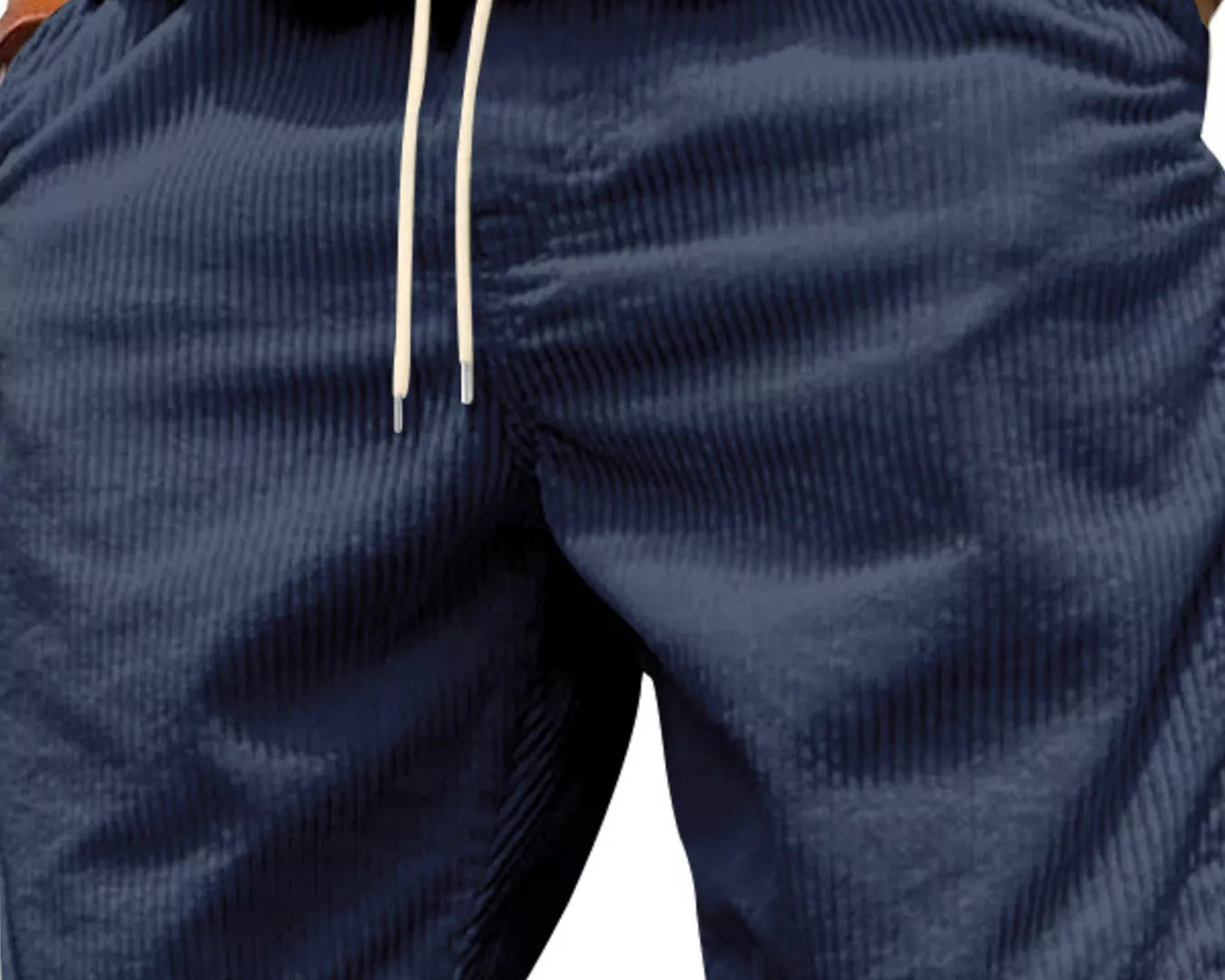 NEWYORKLISTED ATLAS MEN'S COLLECTION: Navy blue shorts with white drawstring on a plain background