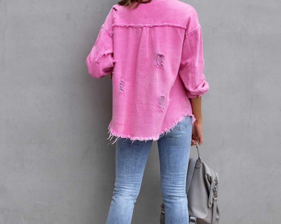 NEWYORKLISTED STYLE COLLECTION: Distressed Color Pop Denim Jacket - NEWYORKLISTED