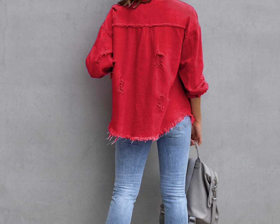 NEWYORKLISTED STYLE COLLECTION: Distressed Color Pop Denim Jacket - NEWYORKLISTED