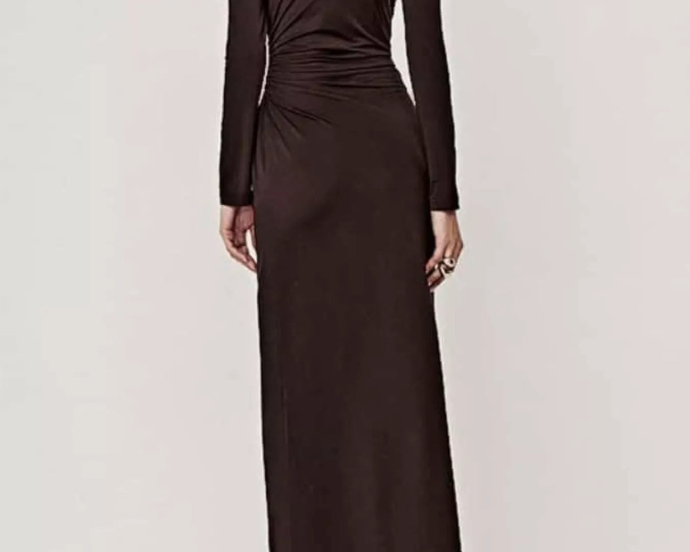 NEWYORKLISTED STYLE COLLECTION: Brown long-sleeve dress on a white background