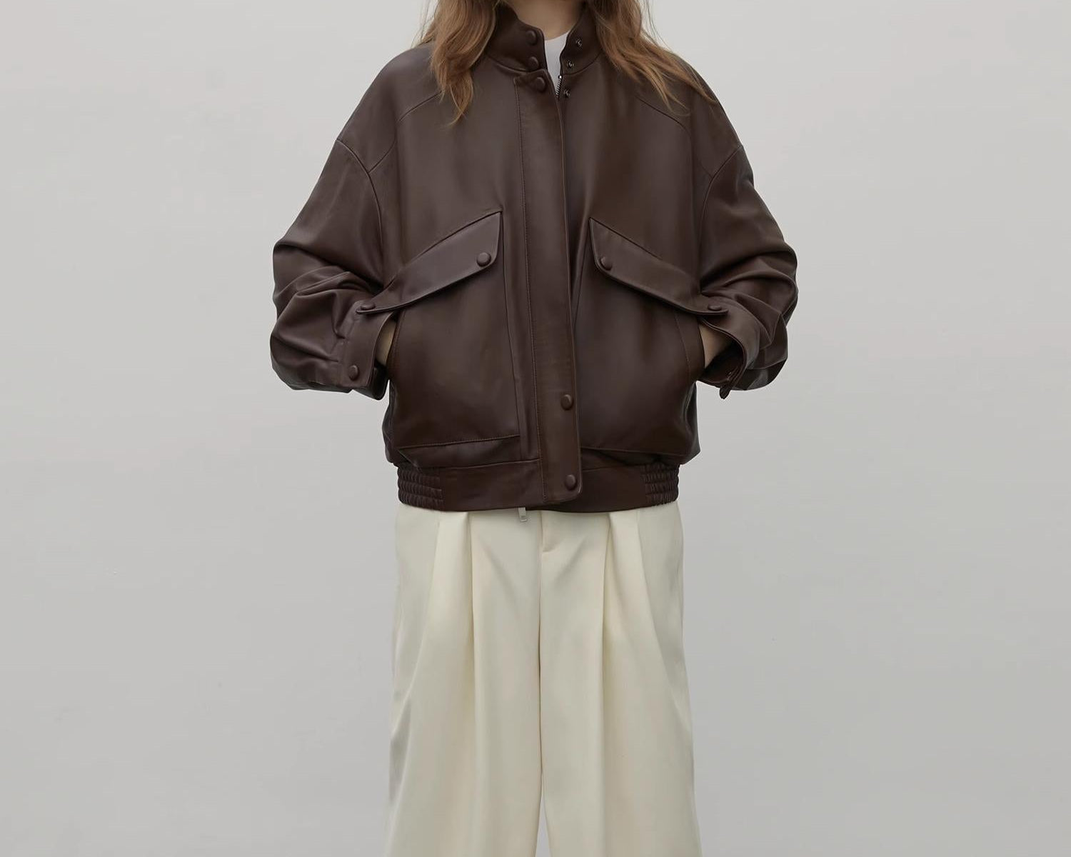 Brown Retro Genuine Leather Jacket Women's Motorcycle Sheep Leather Jacket Short "Loveless Muse" - NEWYORKLISTED