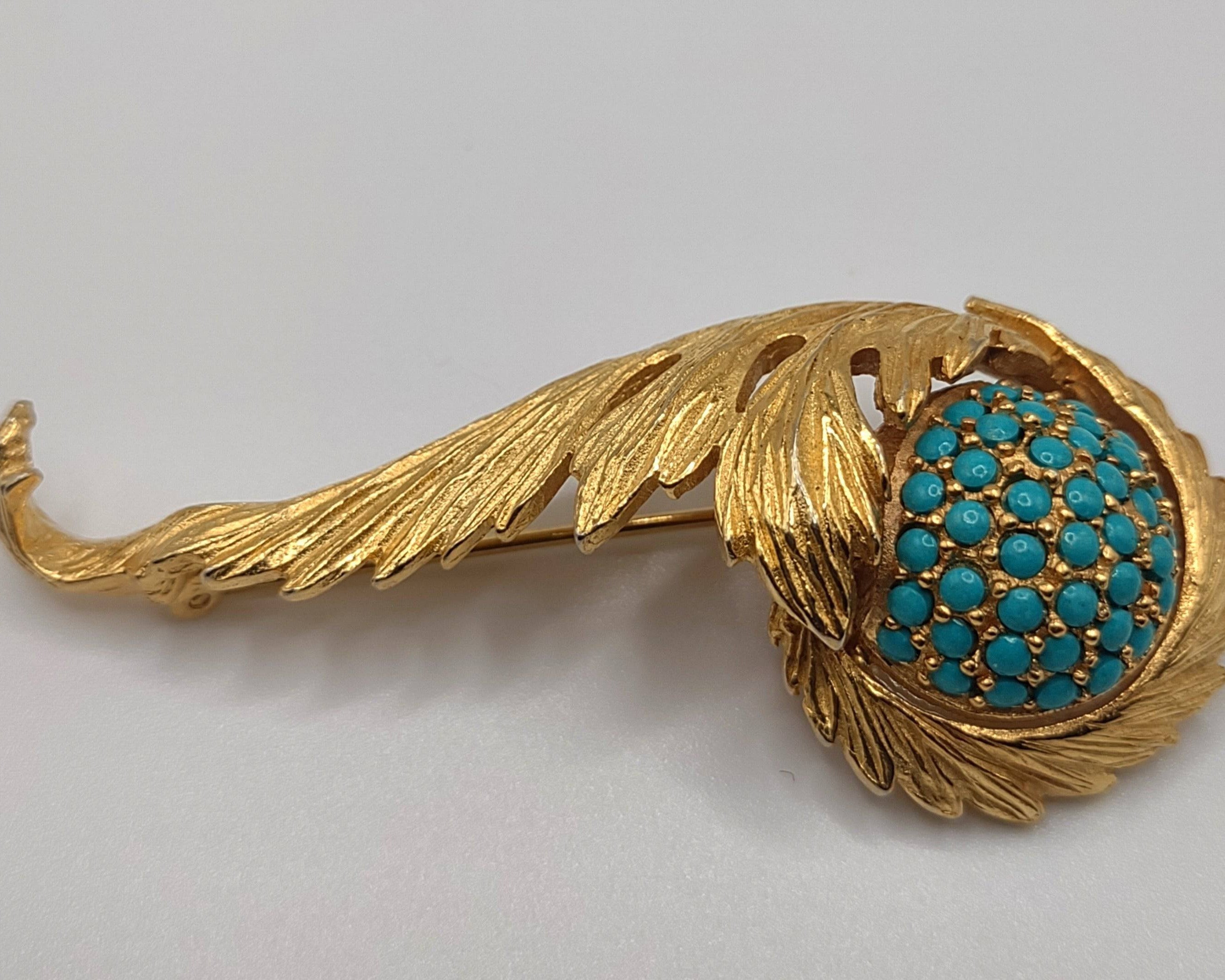 Hattie Carnegie Gold Tone Swirl Brooch 2.75 inches