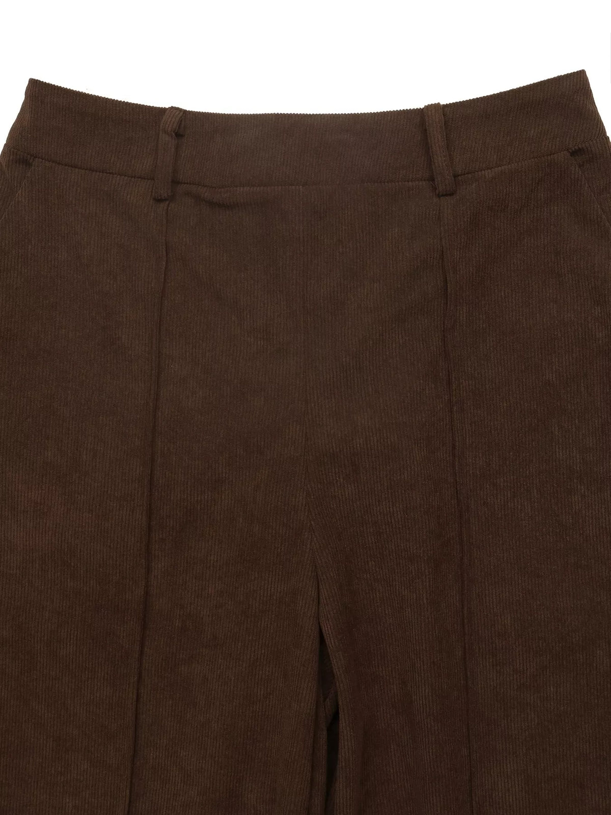NEWYORKLISTED STYLE COLLECTION: Close up of Women's Casual Pleated Brown Pants