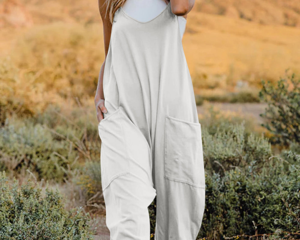 NEWYORKLISTED V-Neck Sleeveless Jumpsuit with Pockets - NEWYORKLISTED