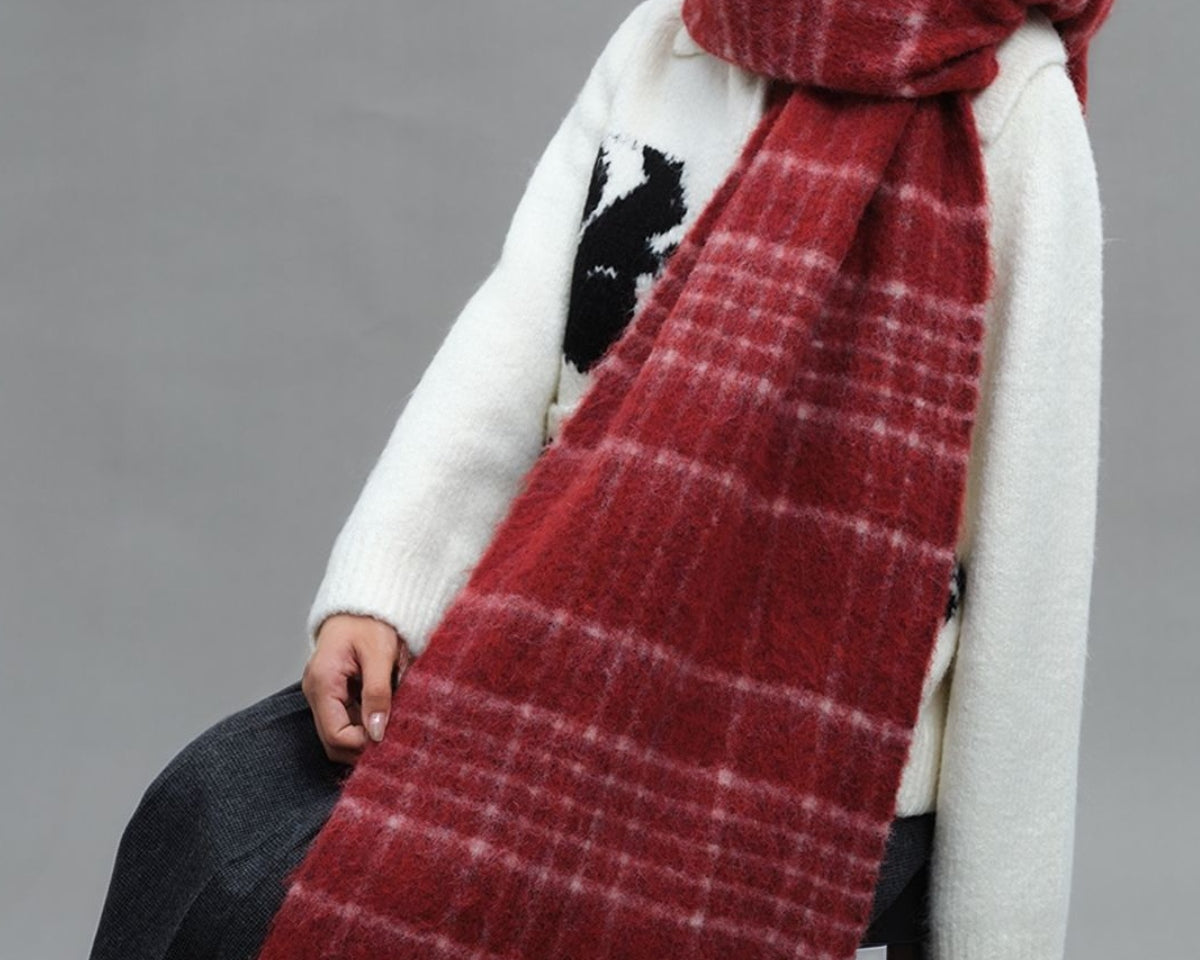 NEWYORKLISTED STYLE COLLECTION: Fringe Plaid Thermal Scarf - NEWYORKLISTED