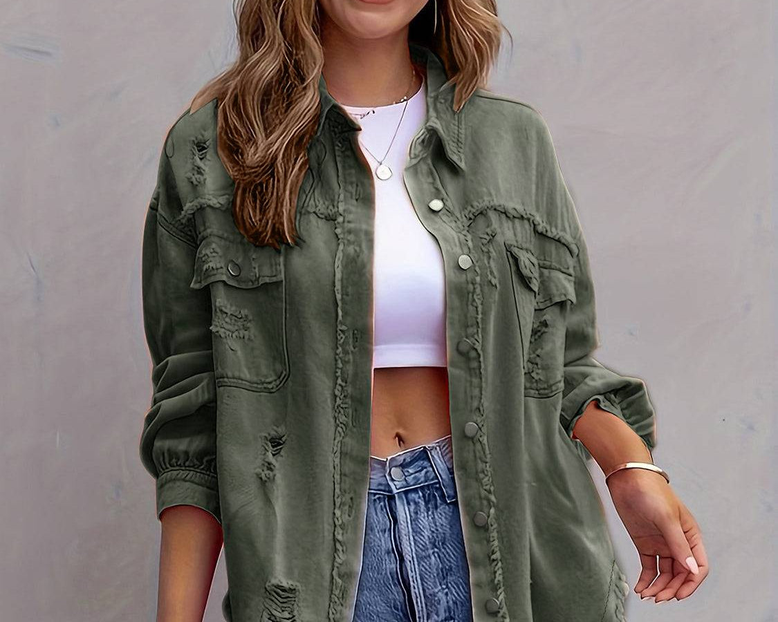 NEWYORKLISTED STYLE COLLECTION: Distressed Color Pop Denim Jacket - NEWYORKLISTED