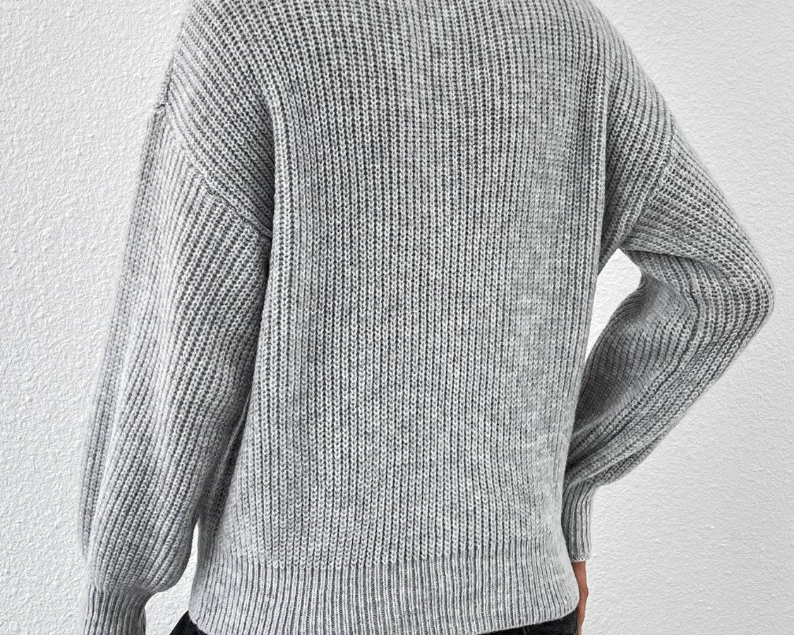 Honey Half Zip Dropped Shoulder Sweater - NEWYORKLISTED