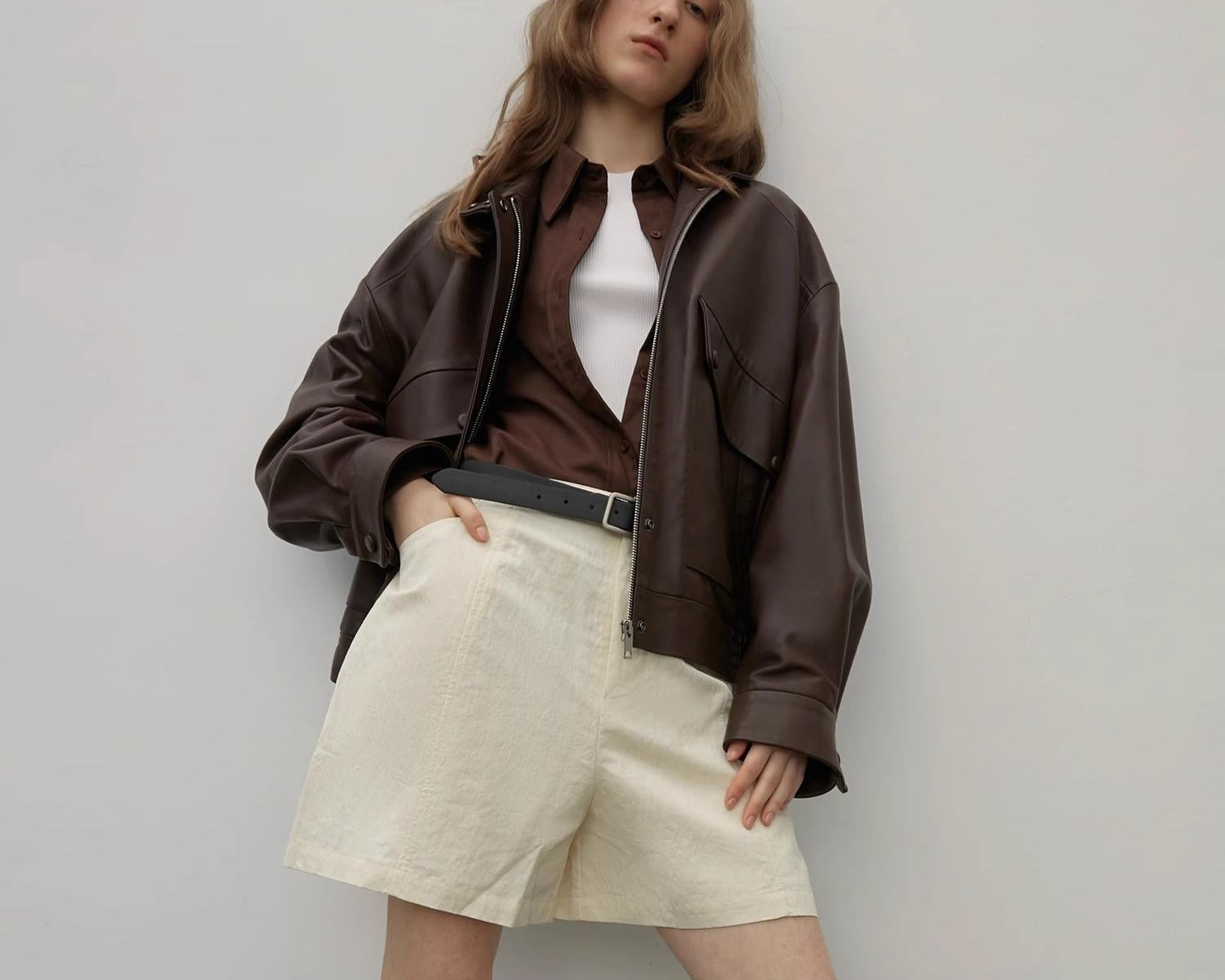 Brown Retro Genuine Leather Jacket Women's Motorcycle Sheep Leather Jacket Short "Loveless Muse" - NEWYORKLISTED