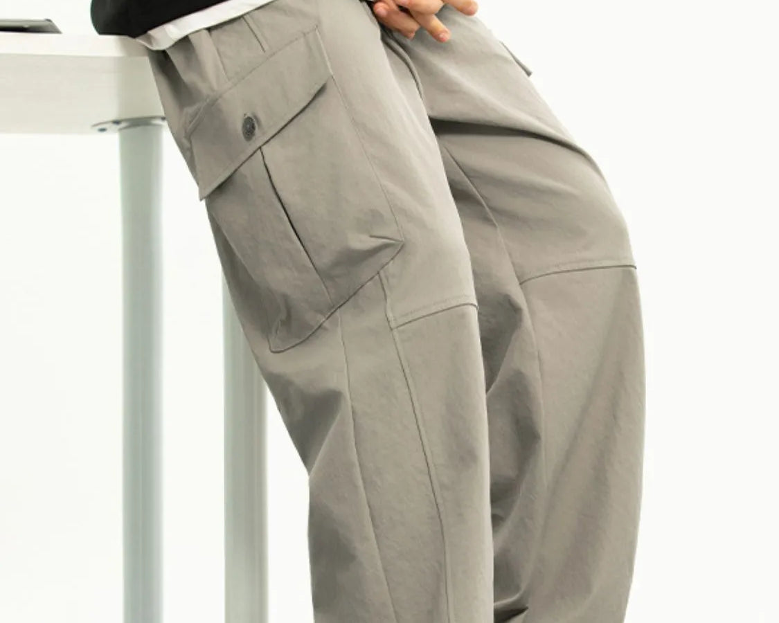 NEWYORKLISTED ATLAS MEN'S COLLECTION: Men's Plus Size Drawstring Pants with Pockets in Gray