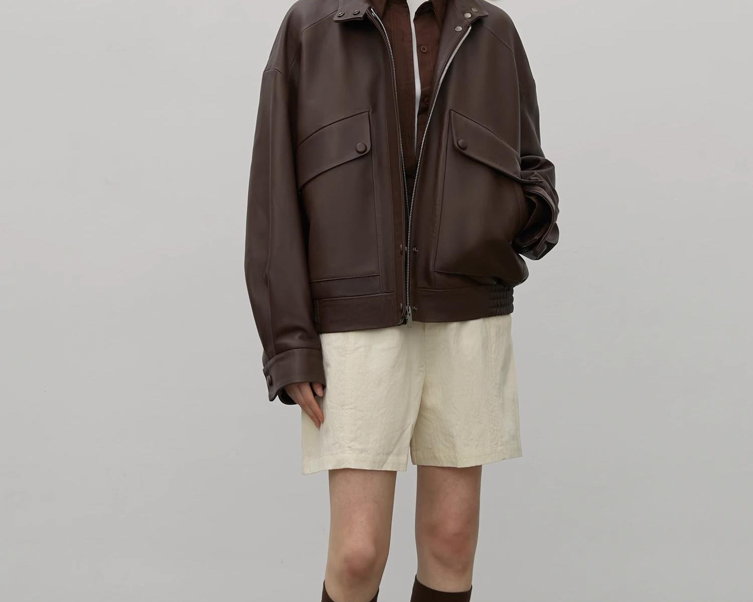 Brown Retro Genuine Leather Jacket Women's Motorcycle Sheep Leather Jacket Short "Loveless Muse" - NEWYORKLISTED