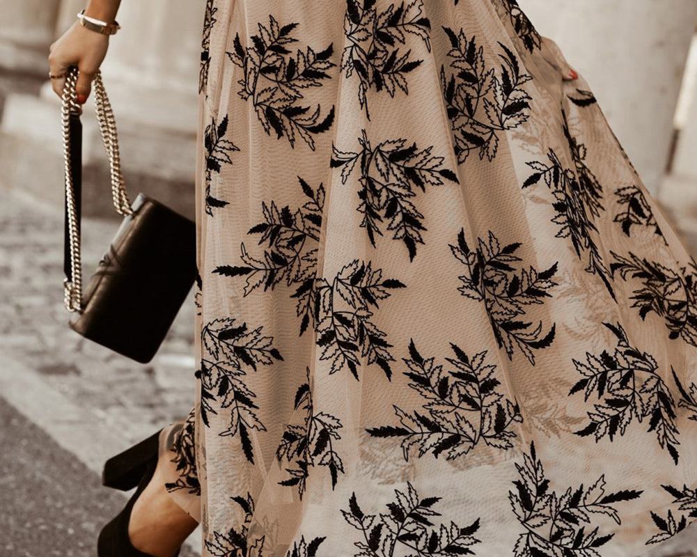 Embroidered High Waist Maxi Skirt - NEWYORKLISTED