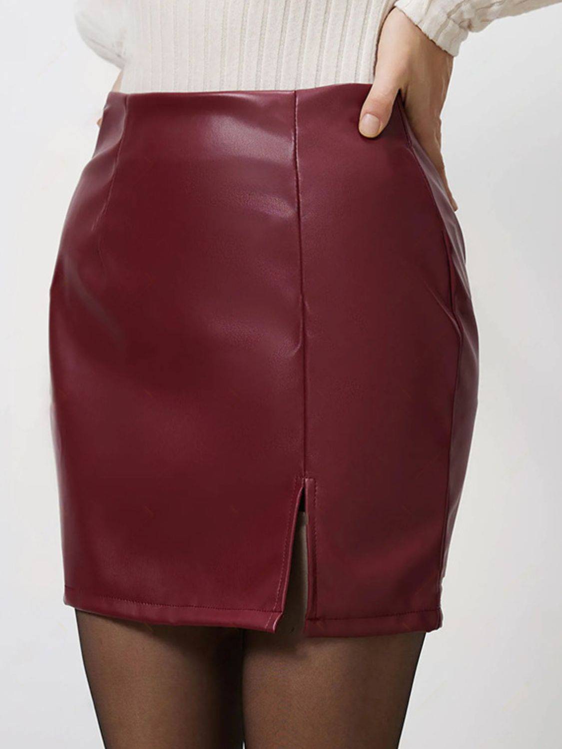 Slit Mini Skirt with Zipper - NEWYORKLISTED