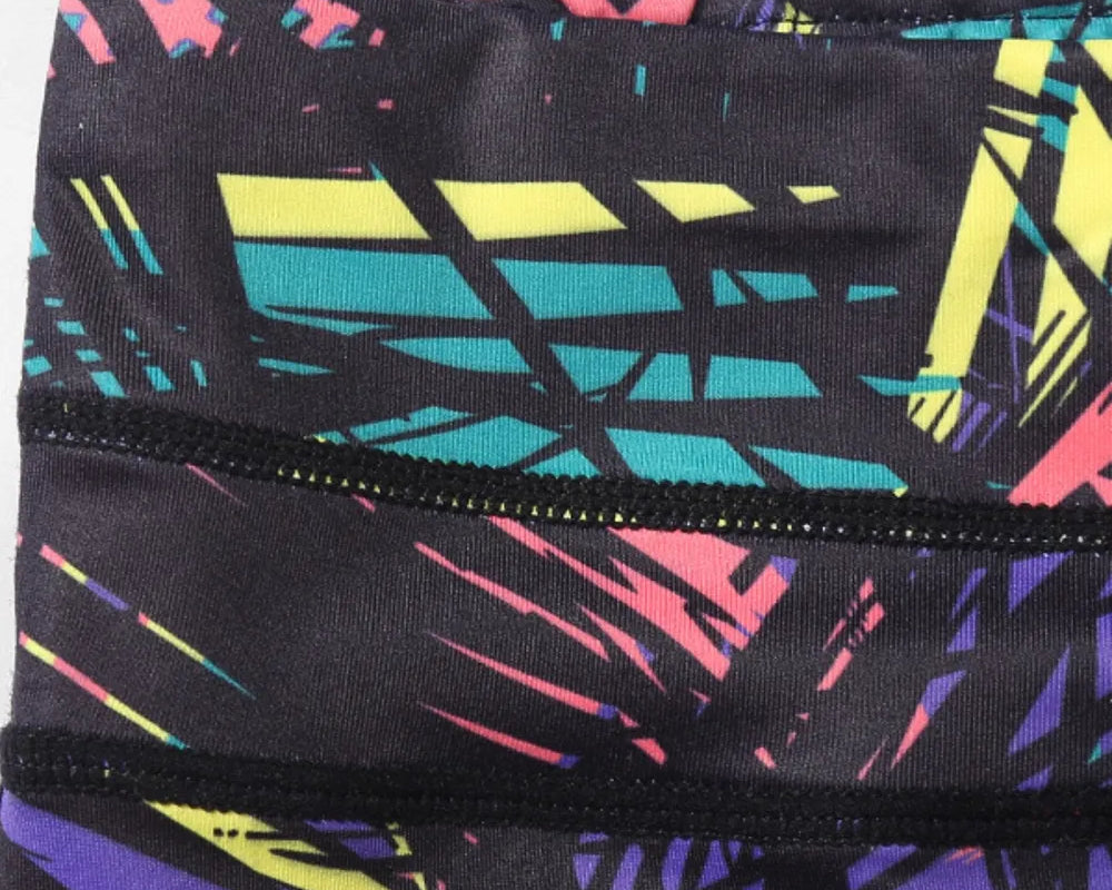 NEWYORKLISTED ACTIVEWEAR COLLECTION: Colorful geometric pattern on a black background