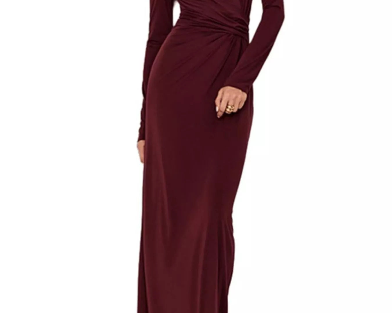 NEWYORKLISTED STYLE COLLECTION: Burgundy long-sleeve dress on a white background