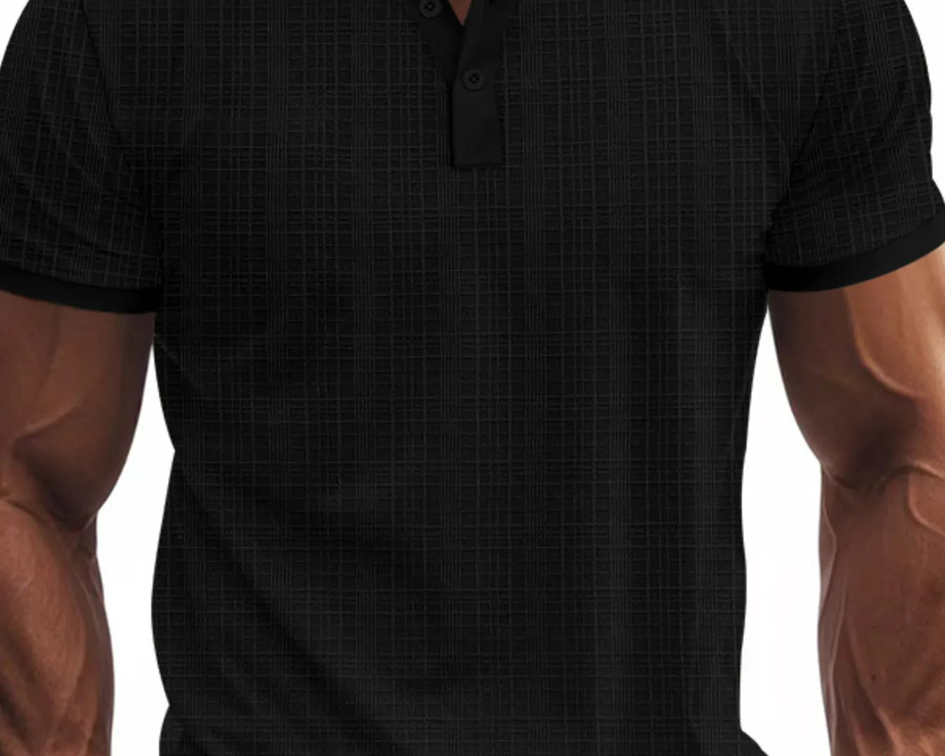 NEWYORKLISTED ATLAS MEN’S COLLECTION: Men's Full Size Button Detail Short Sleeve Top in Black