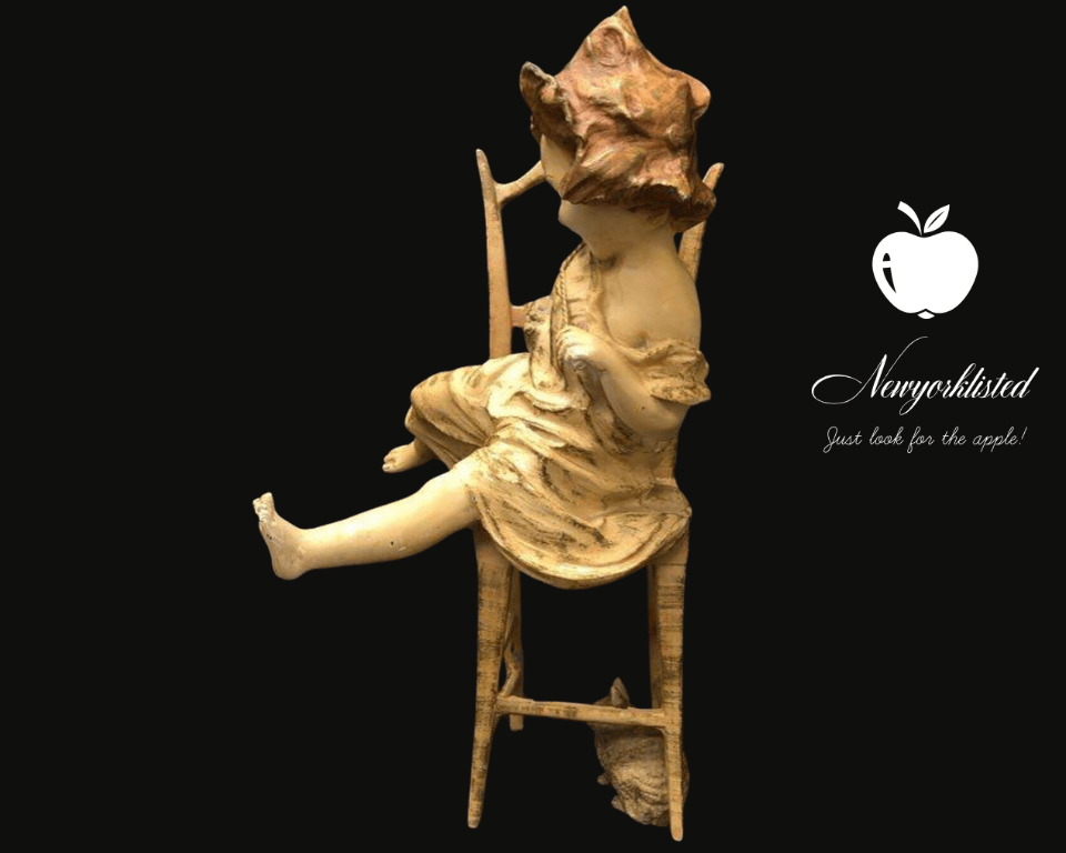 NEWYORKLISTED UNIQUE FINDS COLLECTION: Vintage Juan Clara Figurine: Girl on Chair with Cats – Rare and Original Artwork - NEWYORKLISTED