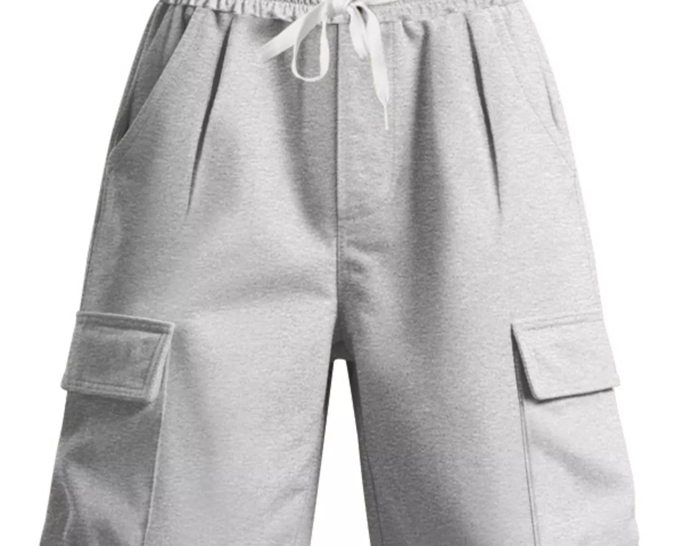 NEWYORKLISTED ATLAS MEN'S COLLECTION: Gray cargo shorts with pockets on a white background