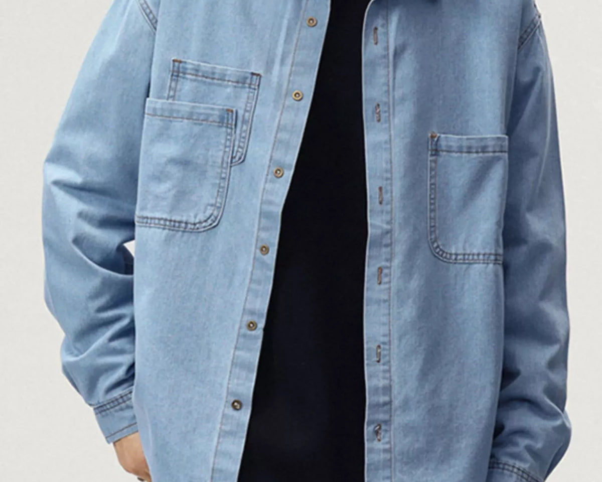 NEWYORKLISTED ATLAS MEN'S COLLECTION – Men's long-sleeve denim button-down shirt, product image 7