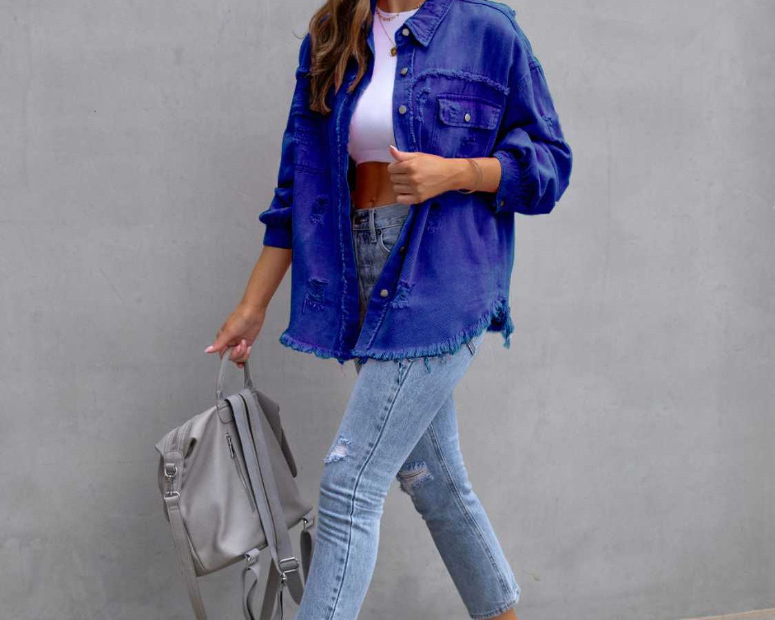 NEWYORKLISTED STYLE COLLECTION: Distressed Color Pop Denim Jacket - NEWYORKLISTED