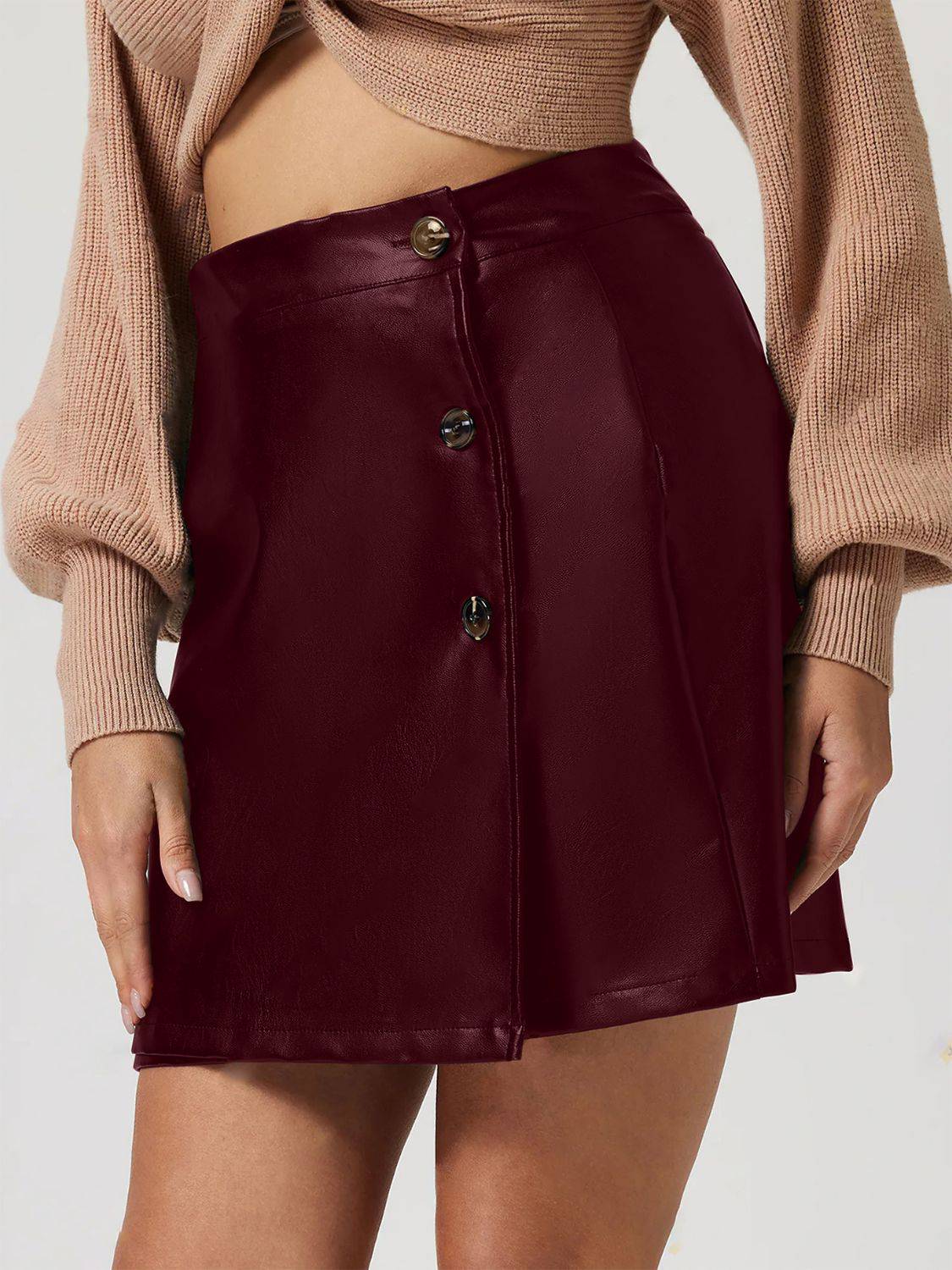 Buttoned High Rise Mini Skirt - NEWYORKLISTED