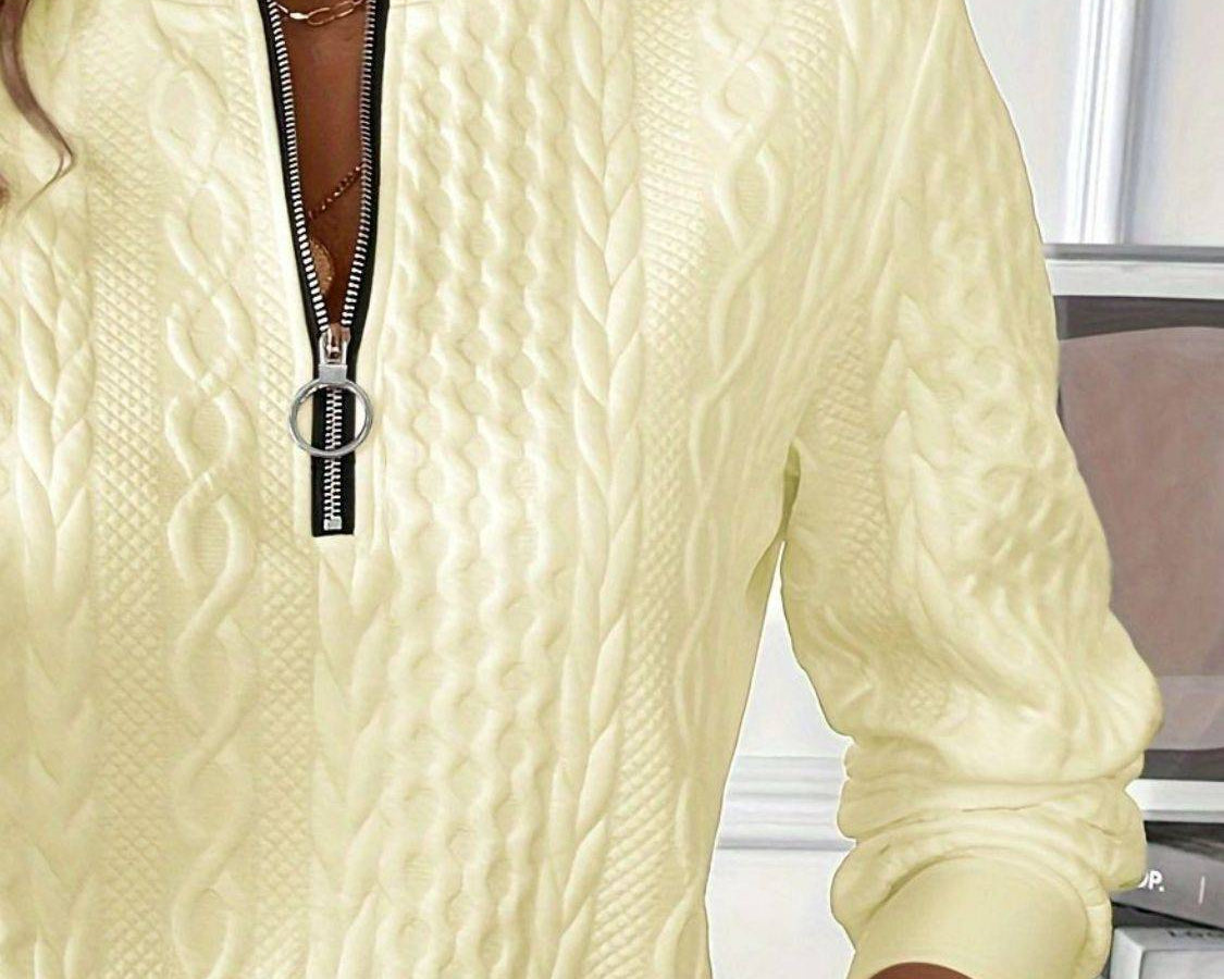 Texture Half Zip Long Sleeve Sweatshirt - NEWYORKLISTED