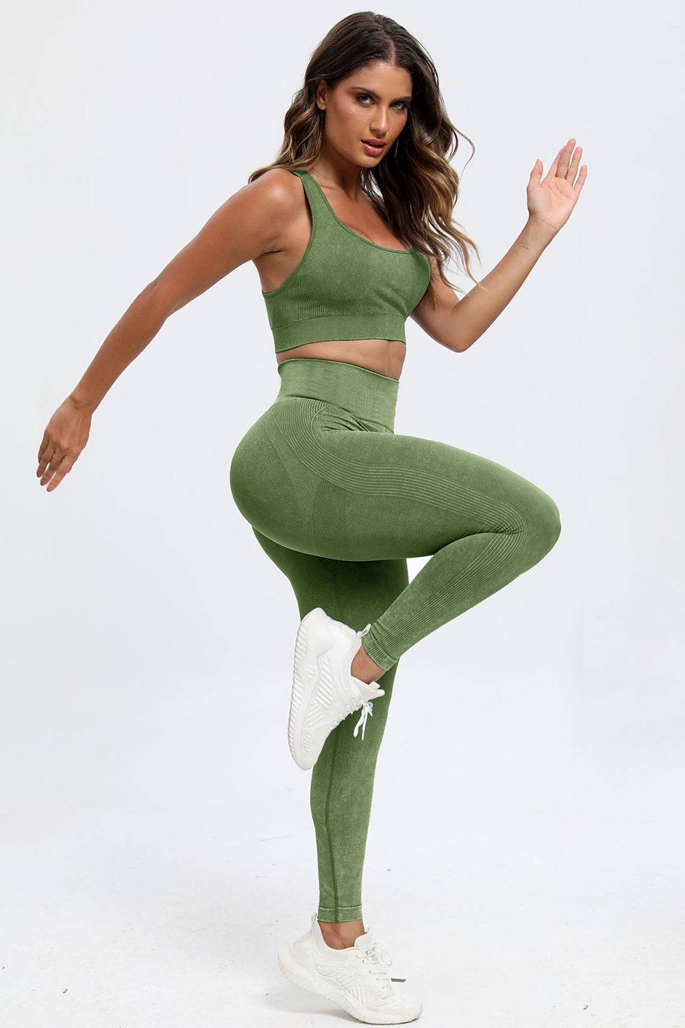 NEWYORKLISTED STYLE COLLECTION: 3 Piece Washed Square Neck Wide Strap Active Set - NEWYORKLISTED