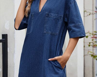 NEWYORKLISTED STYLE COLLECTION: Everyday Chic Pocketed Half Sleeve Denim Dress