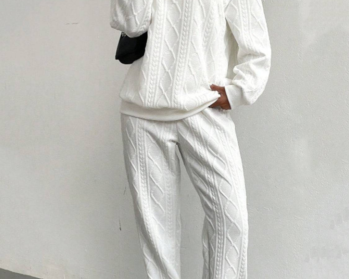 NEWYORKLISTED STYLE COLLECTION: Texture Round Neck Top and Pants Set - NEWYORKLISTED