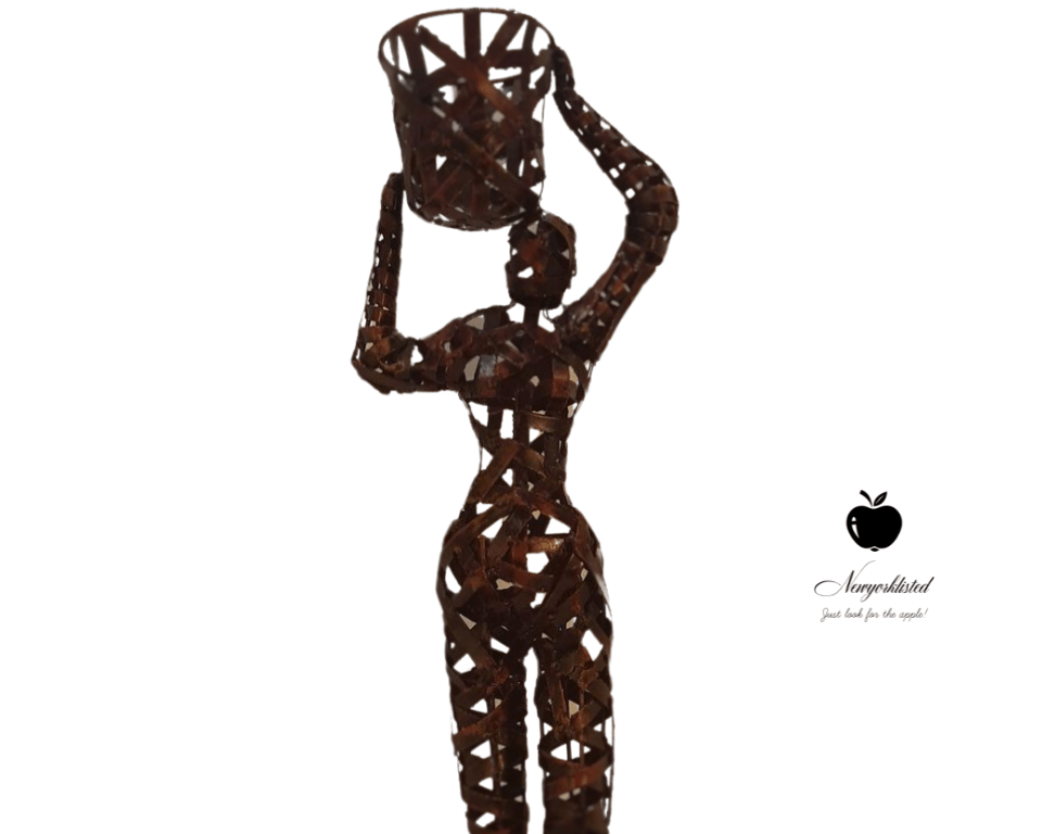 Palecek Woman with Basket Sculpture – A Sustainable Treasure from the NEWYORKLISTED UNIQUE FINDS COLLECTION - NEWYORKLISTED