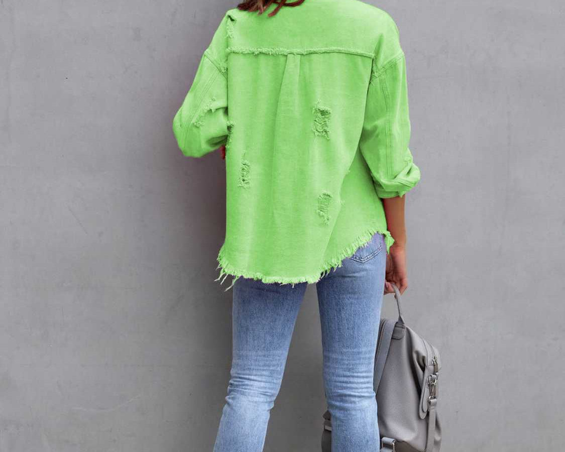 NEWYORKLISTED STYLE COLLECTION: Distressed Color Pop Denim Jacket - NEWYORKLISTED