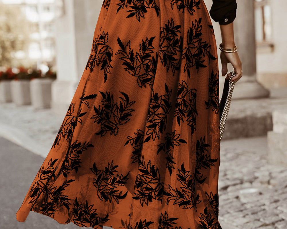 Embroidered High Waist Maxi Skirt - NEWYORKLISTED