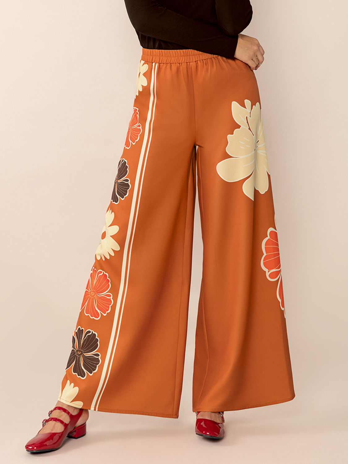 NEWYORKLISTED STYLE COLLECTION: Wide Leg Flower Motif Pants - NEWYORKLISTED