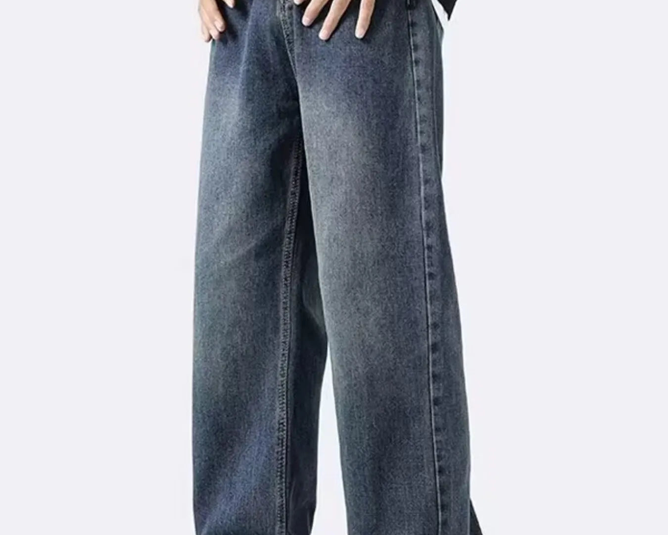 NEWYORKLISTED ATLAS MEN's COLLECTION: Person wearing blue jeans and beige shoes on a white background