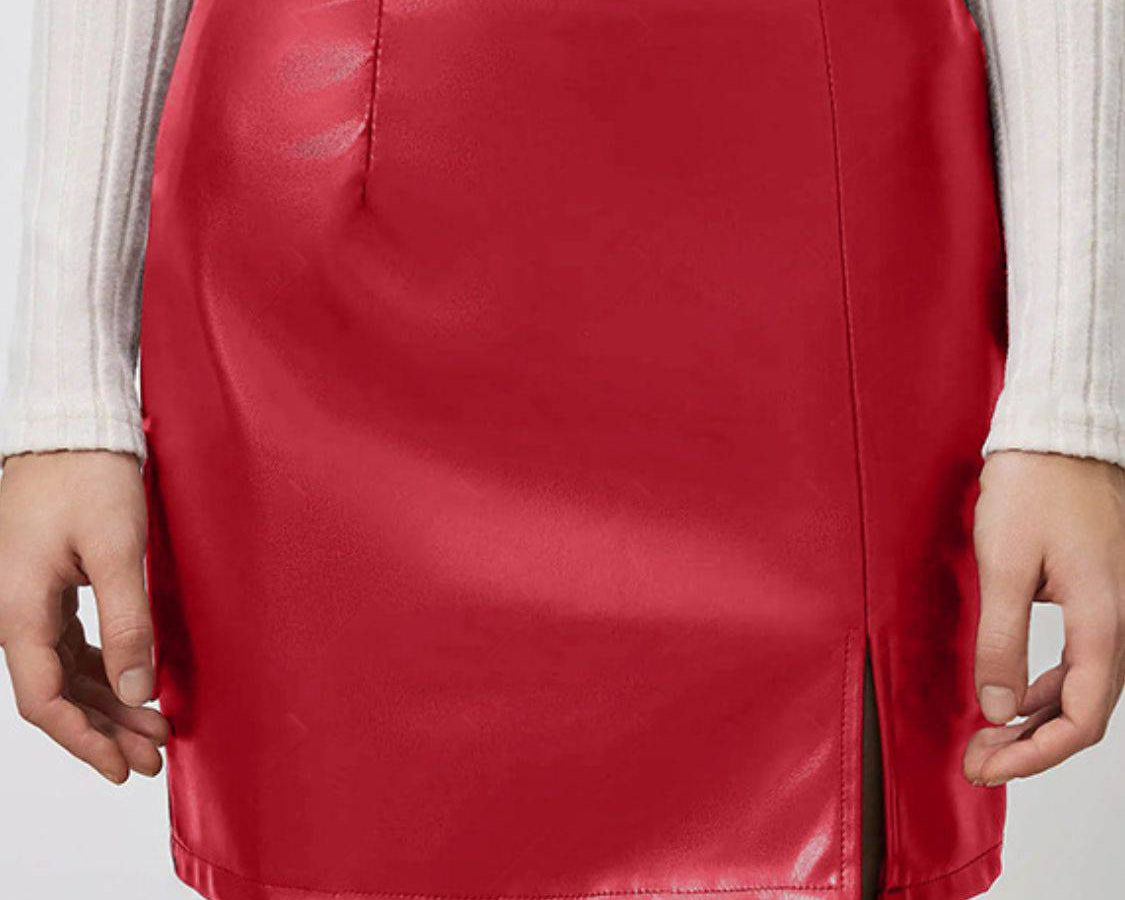 Slit Mini Skirt with Zipper - NEWYORKLISTED