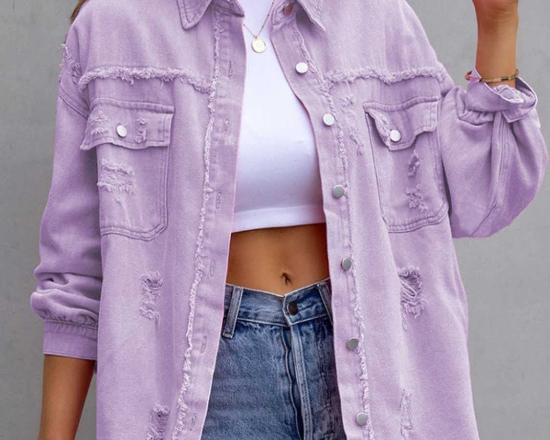 NEWYORKLISTED STYLE COLLECTION: Distressed Color Pop Denim Jacket - NEWYORKLISTED