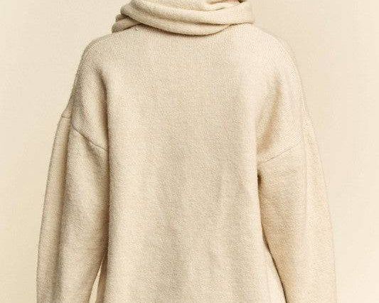NEWYORKLISTED STYLE COLLECTION: V-Neck Dropped Shoulder Sweater with Scarf - NEWYORKLISTED