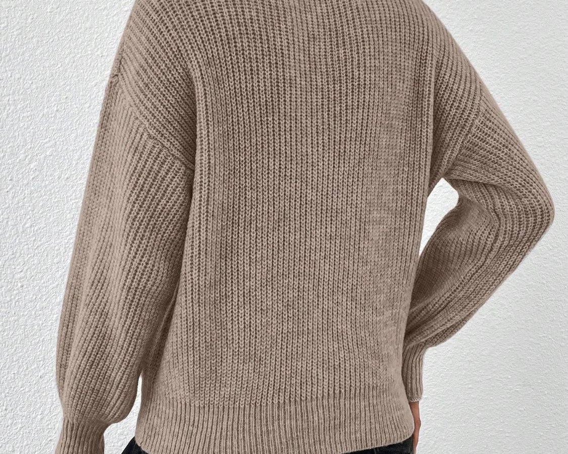 Honey Half Zip Dropped Shoulder Sweater - NEWYORKLISTED