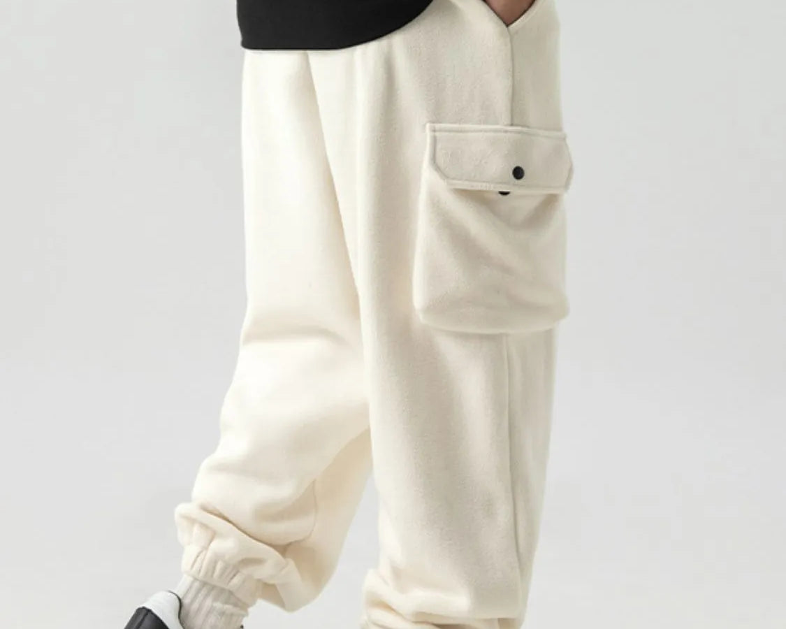 NEWYORKLISTED ATLAS MEN'S COLLECTION: Men's Plus Size Elastic Waist Joggers with Pockets in Ivory