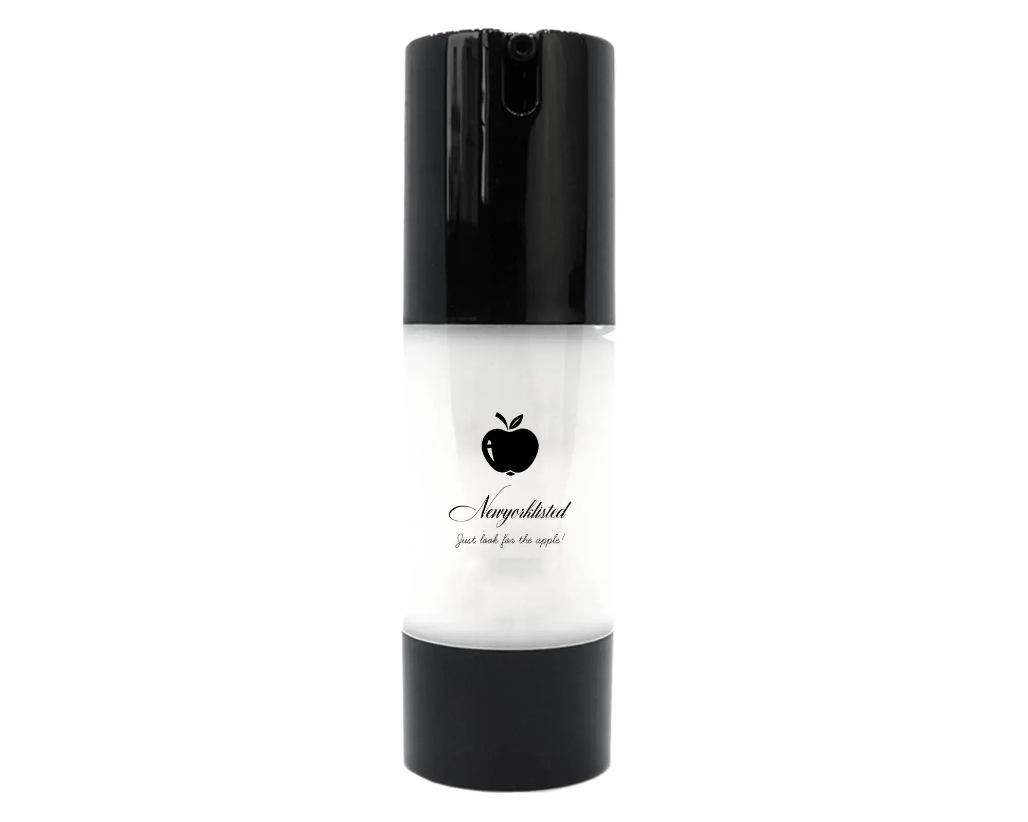 NEWYORKLISTED COSMETIC COLLECTION: Extreme Moisture Blend: Skincare bottle with black cap and white body on a white background