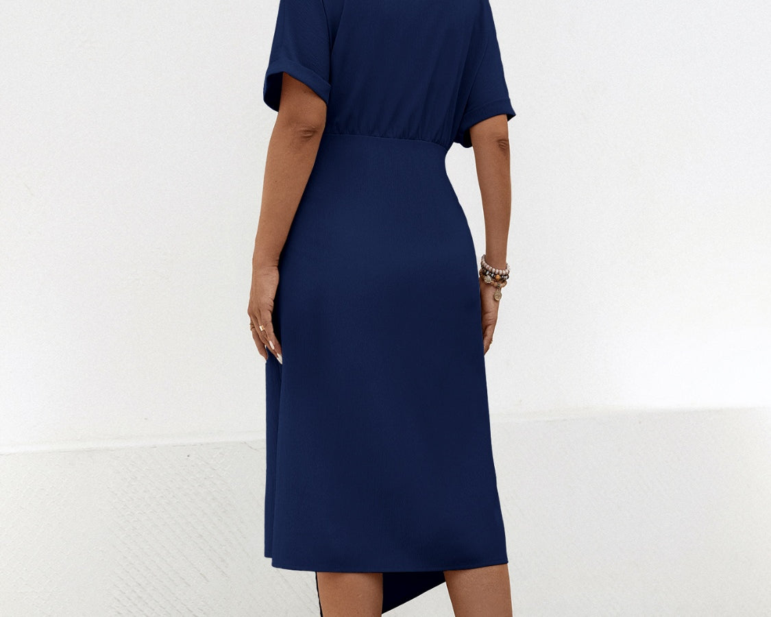 NEWYORKLISTED STYLE COLLECTION: Waist-Tie Short Sleeve Midi Dress - NEWYORKLISTED