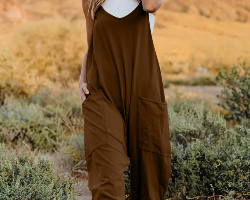 NEWYORKLISTED V-Neck Sleeveless Jumpsuit with Pockets - NEWYORKLISTED